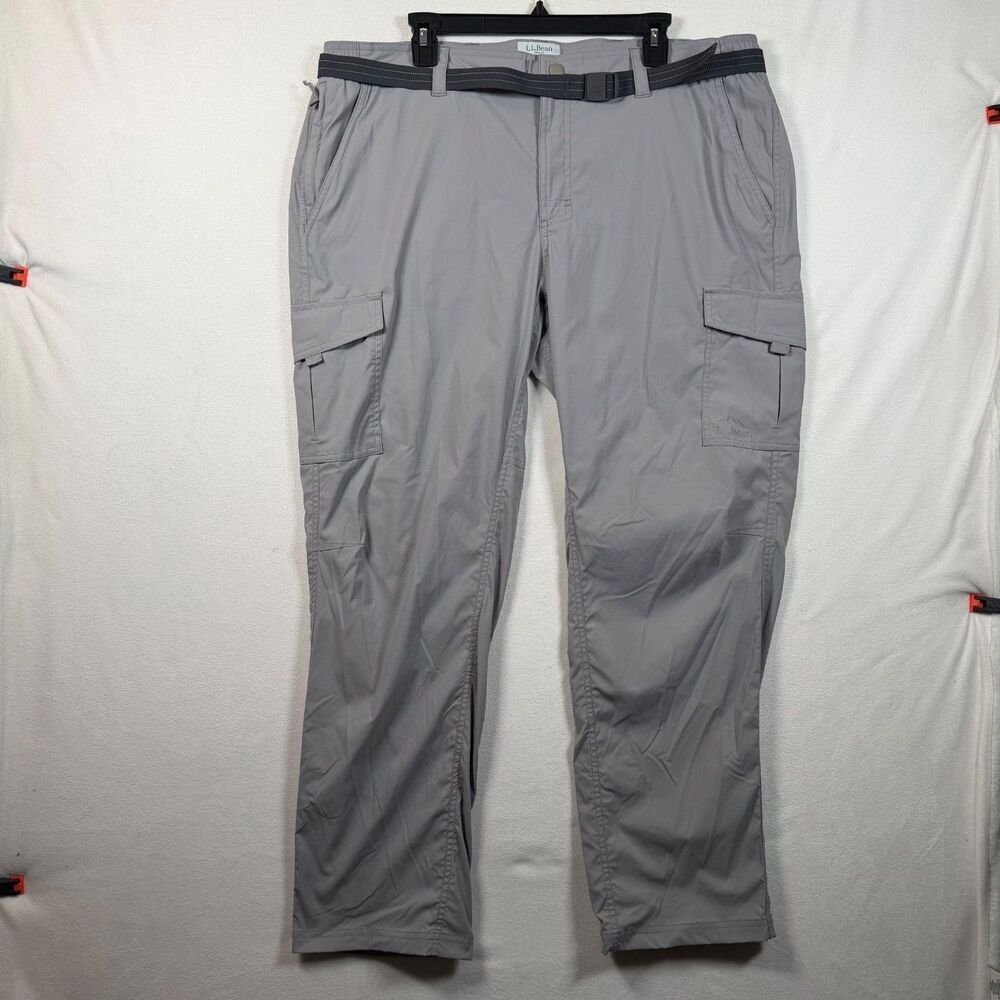 L.L. Bean Tropicwear Cargo Pants Mens XL 32 Nylon Stretch Hiking Outdoor Gray